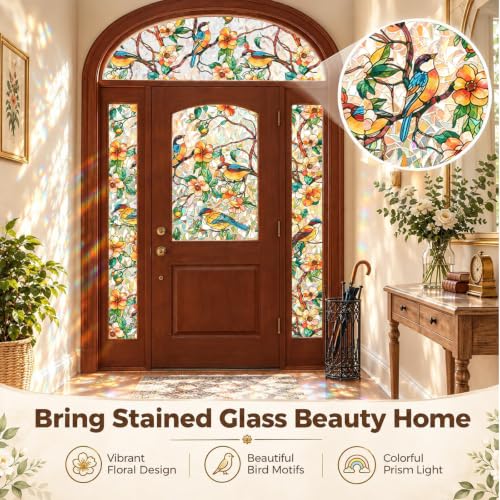 Coavas Stained Glass Window Privacy Film, Rainbow Cling - Image 3