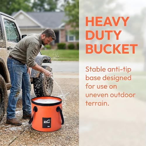 5 Gallon Collapsible Car Wash Bucket Folding Container, Orange - Image 4