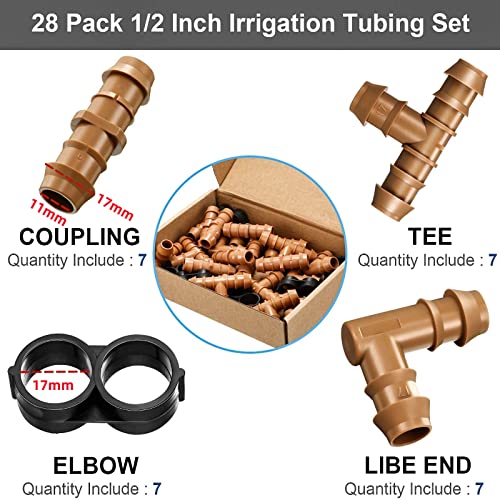 Boao 28 Pcs 1/2 Inch Drip Irrigation Fitting Barbed Connectors - Image 3
