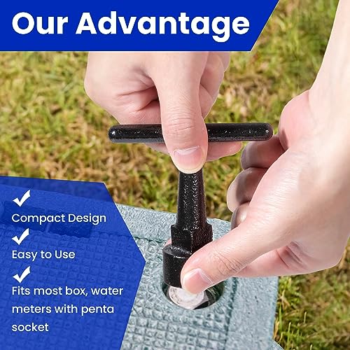 Enhon Curb Box Wrench, Water Meter Key, Penta Socket,1 Pack,Black - Image 6