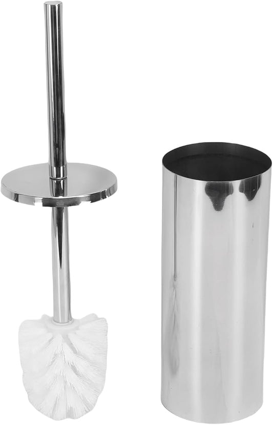 Focket Toilet Brush and Holder Set, Stainless Steel Toilet Bowl Brush with Sealable Lid and Stable Base, Heavy Duty Bowl Cleaner Brush for Home RV Bathroom Accessories (Bright Silver)