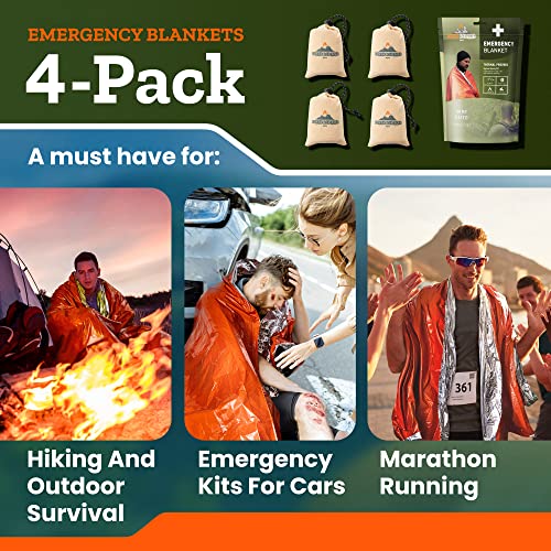 4-Pack Emergency Space Blankets, 83x52 inches - Image 6