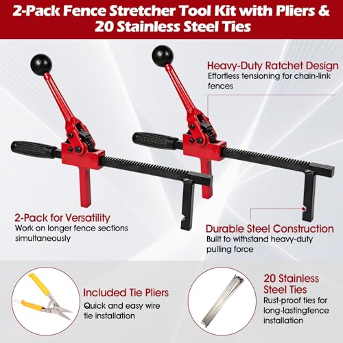 2 Pack Fence Stretcher Tool, Heavy Duty Chain Link & - Image 3