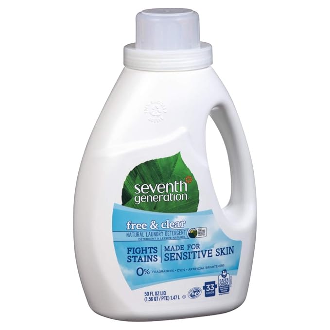 Seventh Generation Liquid Laundry Detergent Biodegradable Free & Clear Washing Detergent 50 oz