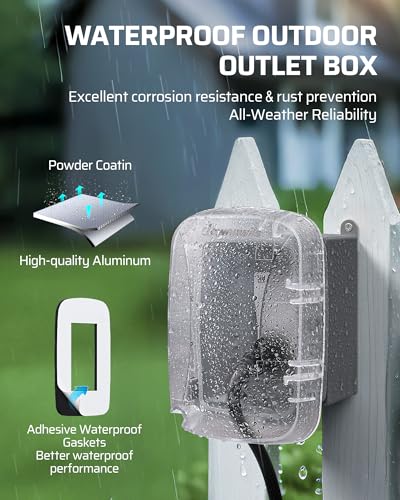 DEWENWILS 20A Outdoor Outlet Box, NEMA WR/TR 5-20R GFCI Outlet - Image 6