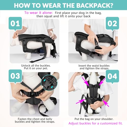 Lukovee Dog Backpack Carrier, Adjustable Front Carrier - Image 5