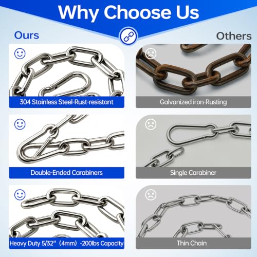 2 Pack Stainless Steel Gate Chain Lock, 5/32" x 28" Latch - Image 8