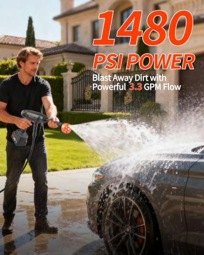 Cordless Pressure Washer Battery Powered; 1480 PSI Cordless Power - Image 3