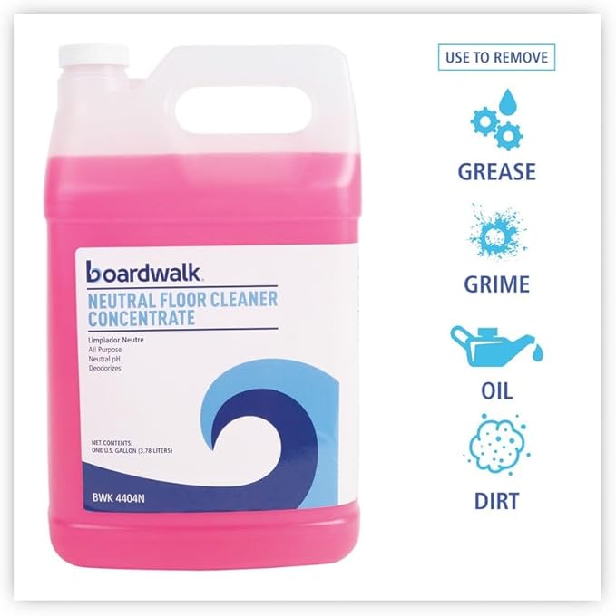 Boardwalk BWK4404NEA 1 Gallon Bottle Lemon Scent Neutral Floor Cleaner Concentrate