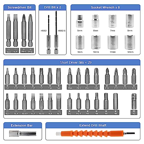 Blue Cordless Electric Screwdriver Set, 3.7V Rechargeable - Image 4