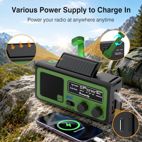 Dreamsky NOAA Emergency Radio Weather Alert with Hand Crank Solar - Image 6