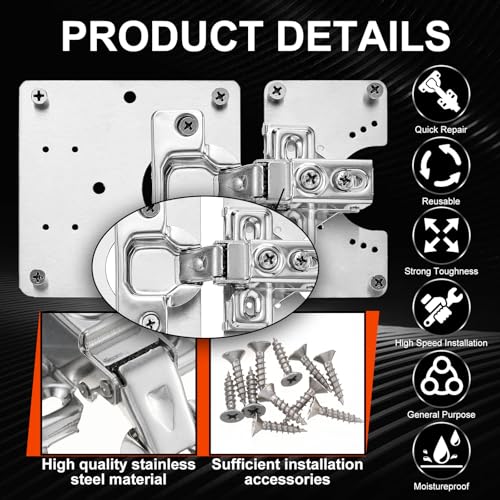 Zonon 18 Pcs Cabinet Hinge Repair Plate, Stainless Steel | Home Repair - Image 4