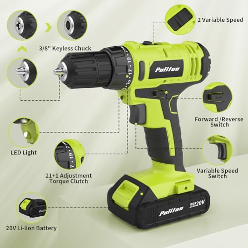 PULITUO'S 20V Cordless Drill/Driver, Electric Screwdriver - Image 4