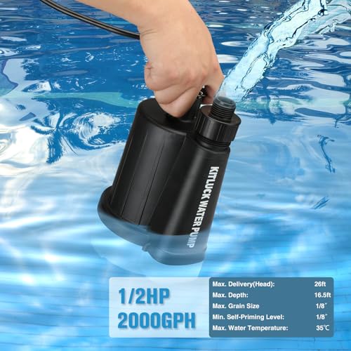 Submersible Water Pump, 1/2HP Thermoplastic Sump Pump - Image 4
