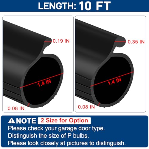 10 FT Garage Door Bottom Seal Rubber 0.19" P Bulb Bottom | Home Repair - Image 3