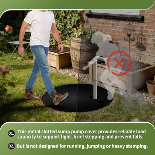 20.5 Inch Black Metal Slotted Sump Pump Cover, Heavy Duty Septic - Image 6