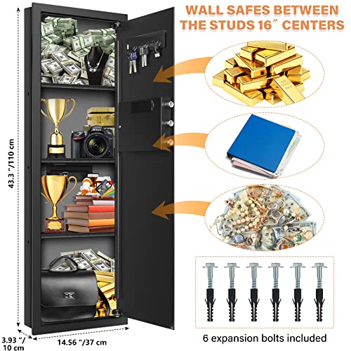 Black 43.3" Tall Fireproof Wall Safe Between Studs 16" Centers - Image 3
