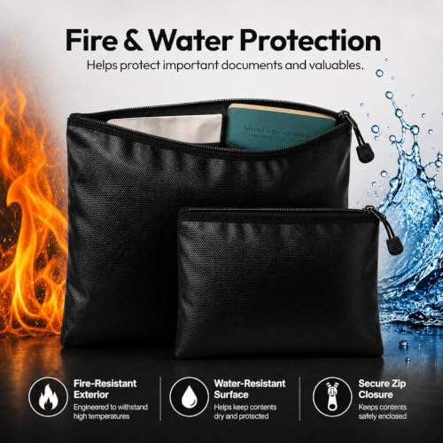 Fireproof Document Bags 2 Pack, Water-Resistant Document - Image 3