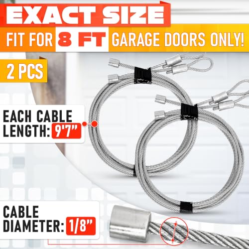 Garage Door Cables for 8 Ft Door, 9 Ft 7 in Galvanized Steel - Image 3