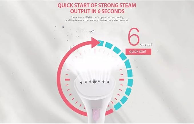 Handheld Steamer 1100W Powerful Garment Steamer Mini Portable 6 Seconds Fast-Heat Steam Iron Machine for Home, Office & Travel, Pink, 27x17.2x10.8cm / 10.62x6.77x4.25inch