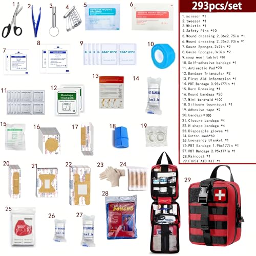 293Pcs/set - First Aid Kit Molle Pouches Emergency | Travel Essentials - Image 3