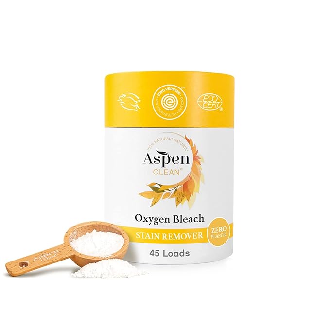 AspenClean Unscented Oxygen Bleach Powder | Color Safe Laundry Stain Remover | Bleach Alternative | EWG Verified™, Hypoallergenic, Non-Toxic | 45 Loads