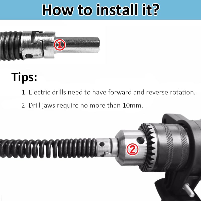 Amonk 10mm Drill Snake for Plumbing Drain Auger Cable - Image 7