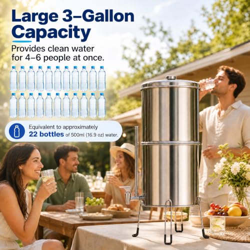 Pureday 3 Gallon Stainless Steel Gravity Water Filter, Meets NSF - Image 4