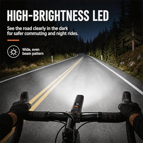 High Lumens Super Bright Bike Lights for Night Riding,Precision Battery Display&Smart Auto Light Sensor,5Modes,USB Rechargeable Bike Headlight,Bicycle Lights for Road,Mountain,Cycl