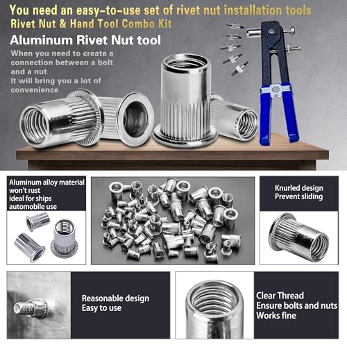 Pressure Rivet Nut Tool Kit, 430Pcs Aluminum Rivet Nut - Image 4