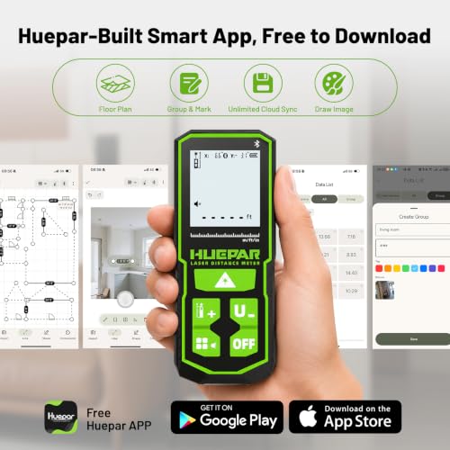 Huepar Bluetooth Green Laser Measuring Tool 395FT, S120-G-BT - Image 4
