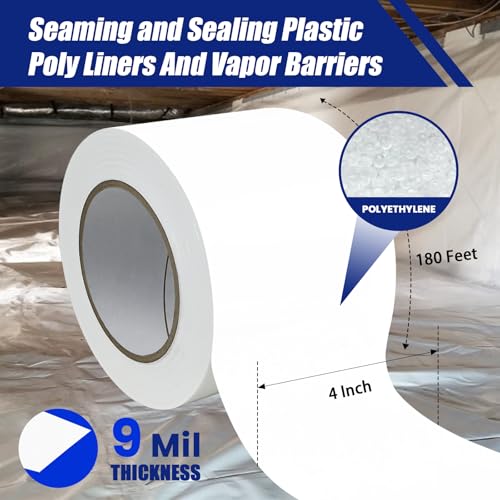 4 Roll, White Vapor Barrier Tape - Image 3