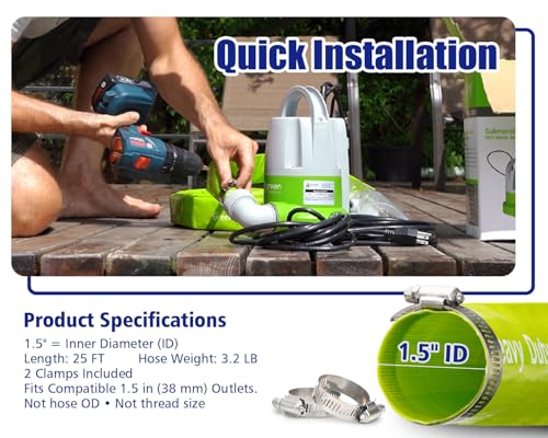 Green Expert 1/3HP Submersible Sump Pump Kit with 25FT Lay-Flat - Image 4