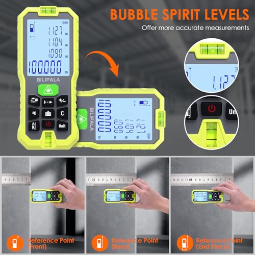 Green Laser Measure, 328 Ft Range, ±2mm Accuracy, 2 Bubble Levels - Image 4