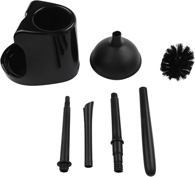 2-in-1 Removable Toilet Plunger and Brush Set with Holder, Heavy Duty Bathroom Cleaning Tools Bowl Scrubbing and Unclogging, Modern Black and White(Black)