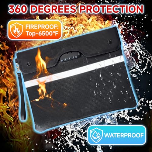 Fireproof Document Bag with Lock, 15x12 in Waterproof for Cash - Image 4