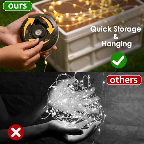 2 Pack Camping String Lights 4 in 1, 8 Modes Rechargeable - Image 6