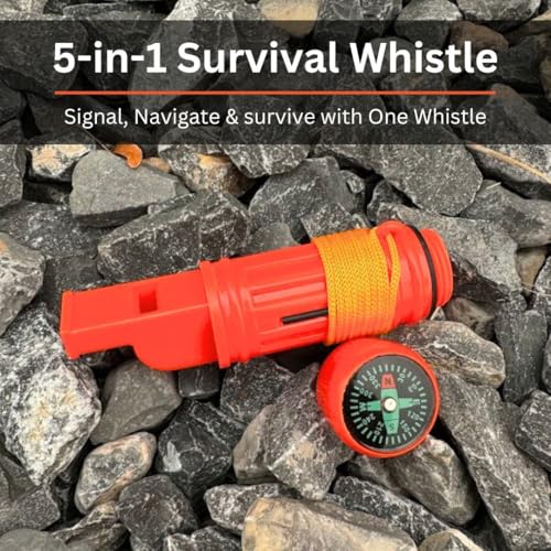 5 in 1 Survival Whistle. Compass, Whistle - Image 3