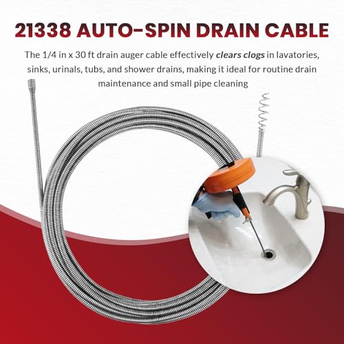 21338 Auto-Spin Replacement Drain Cable 1/4" x 30' | Phone & Computer - Image 5