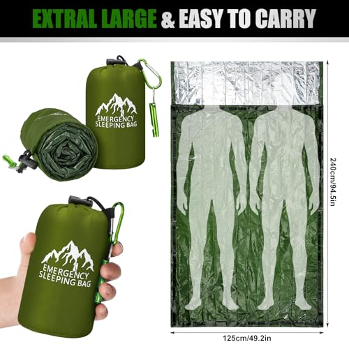 6 Pcs XL Emergency Sleeping Bag Waterproof Bivy Sack Whistle - Image 5