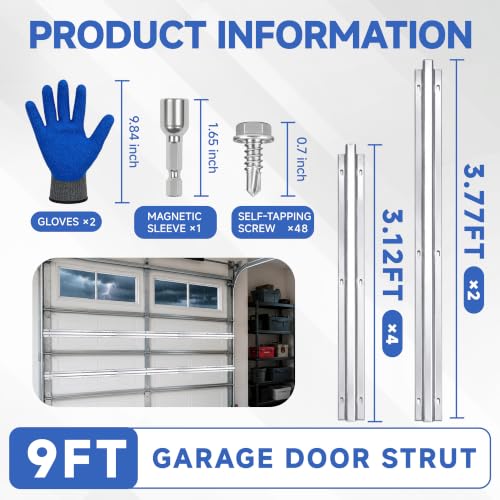 2 Set 9FT Garage Door Strut, Heavy Duty Galvanized Steel - Image 3
