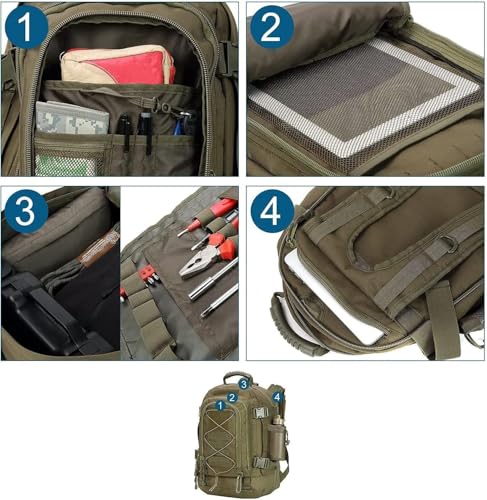 Large Tactical Backpack for Men, 64L Expandable Military - Image 5