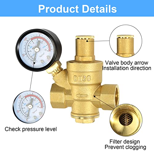 Water Pressure Regulator 3/4 inch with Gauge, Made of 100% High - Image 4