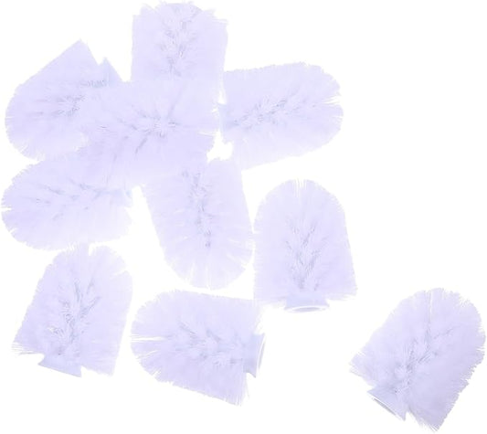 CHILDWEET 10pcs Toilet Brush Refills with Stiff Dense Bristles for Deep Cleaning Compatible Replacement Heads for Toilet Bowl Brush Handles Plastic Construction for Home and Hotel Bathroom
