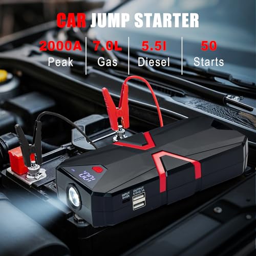 Car Emergency Kit with 2000A Car Battery Jump Starter- Car - Image 4