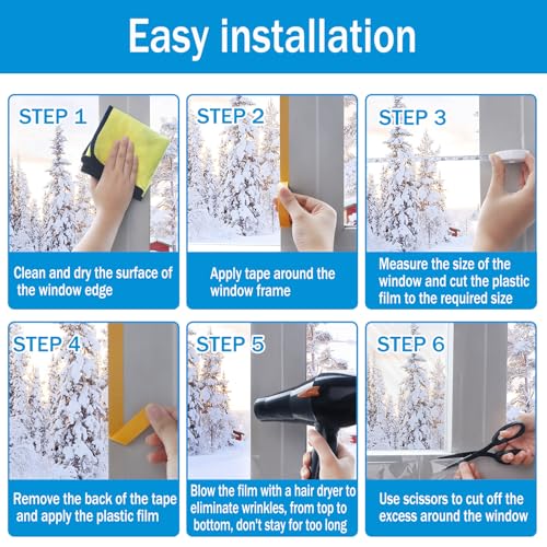 Window Insulation Kit for Winter, 87×394" Window Plastic - Image 4
