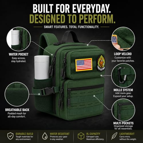 9L Mini Tactical Backpack for Men and Women, Gym Hiking - Image 5