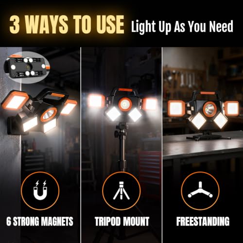 5000LM Rechargeable Work Light, Multi-Panel LED for Emergency - Image 7