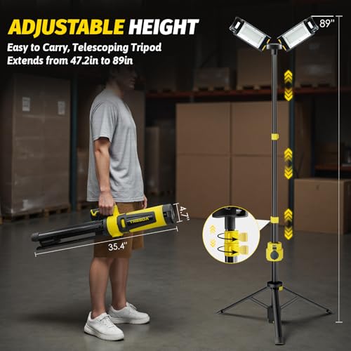 12000LM Rechargeable LED Work Light with Telescoping Tripod Stand - Image 5