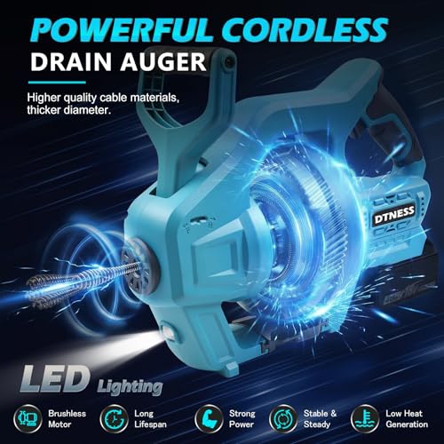 Cordless Drain Auger, 24FT Electric Plumbing Snake for Makita 18V - Image 4